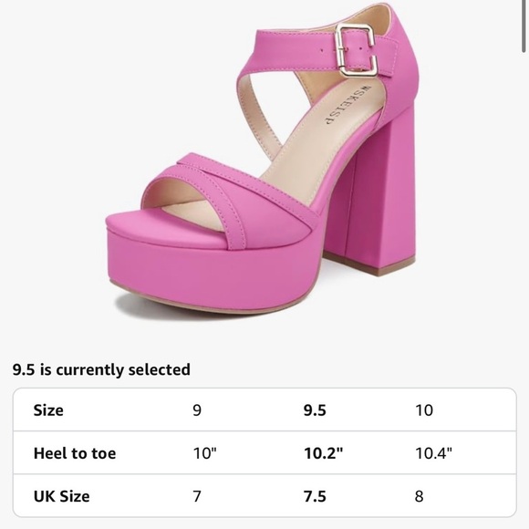 NEW Platform Chunky Heels for Women Trendy Square Toe  Sandals Pink Size 9.5 - Picture 11 of 12